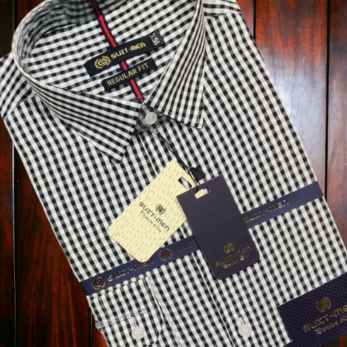 Formal Black Check Shirt Premium
